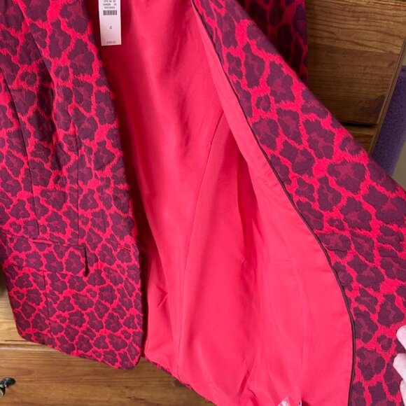 NWT Talbots Red Leopard Print Blazer - Picture 5 of 8